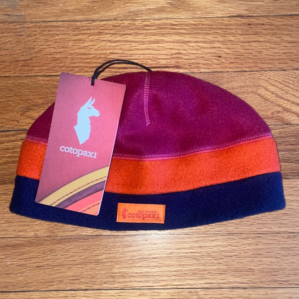 Cotopaxi Multicolor Beanie in Burgundy, Orange, and Navy